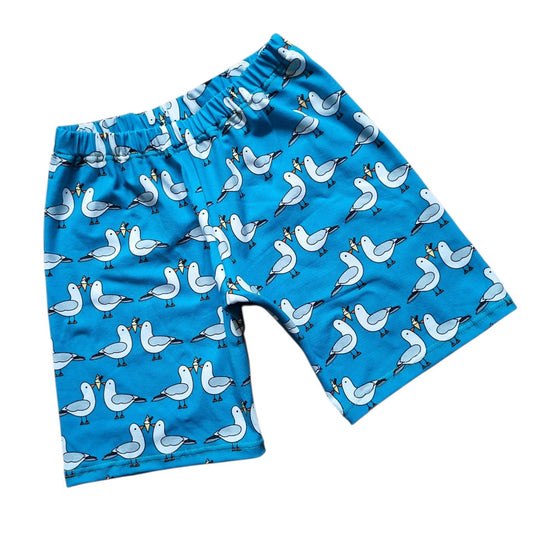 Seagull Print Kids Shorts | Bright Blue Children's Summer Shorts
