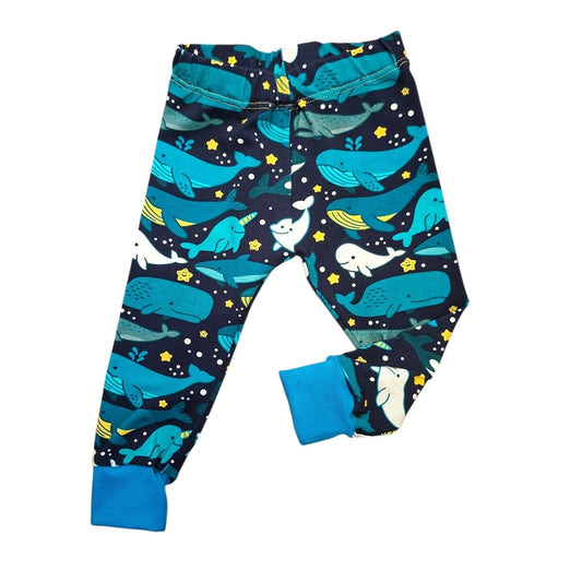 Whale Print Cuffed Leggings - Wifflepigs Colourful Clothing 