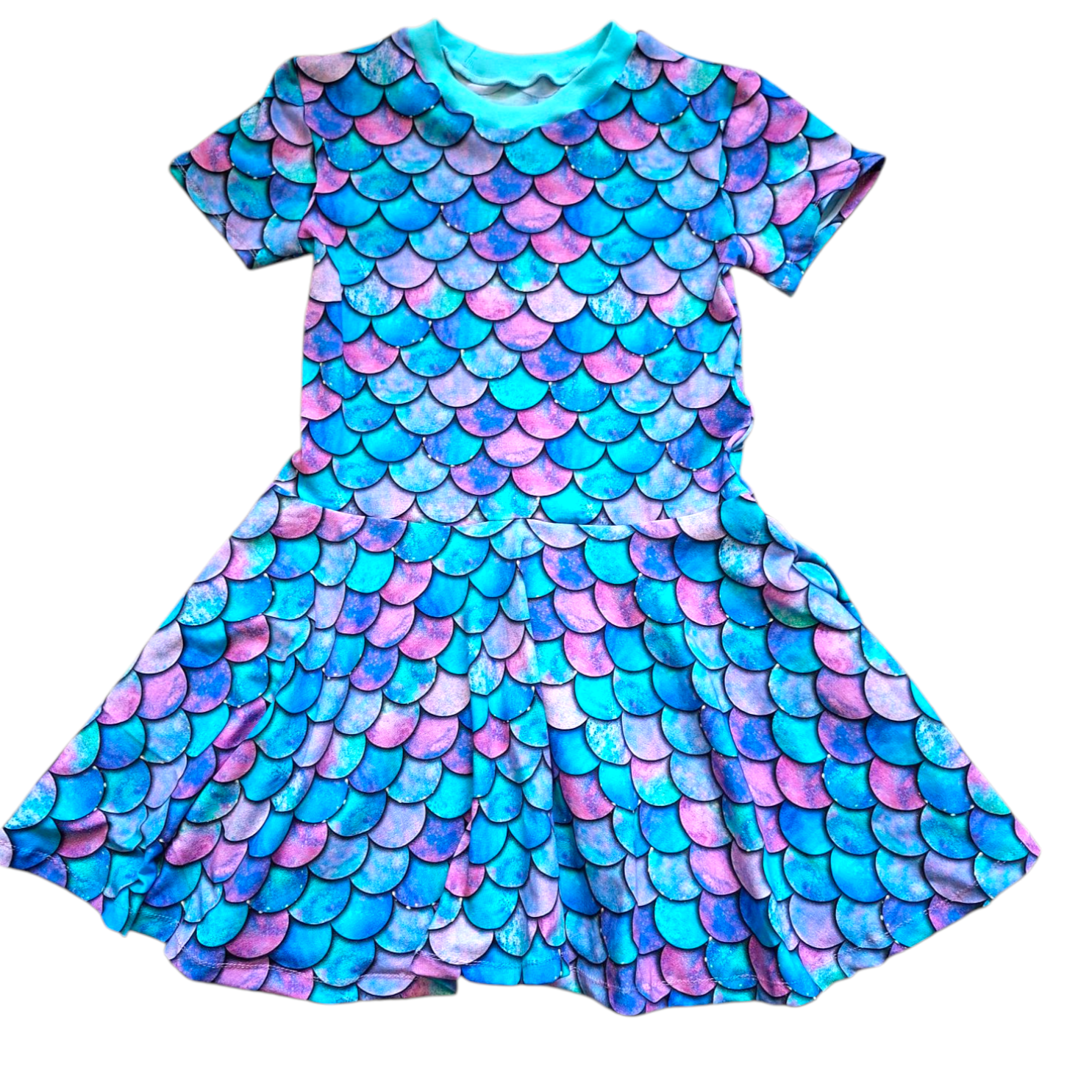 Children's dress with pockets in a mermaid design 